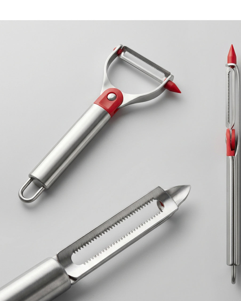 Stainless Steel Serrated Peeler for Soft-Skin Produce