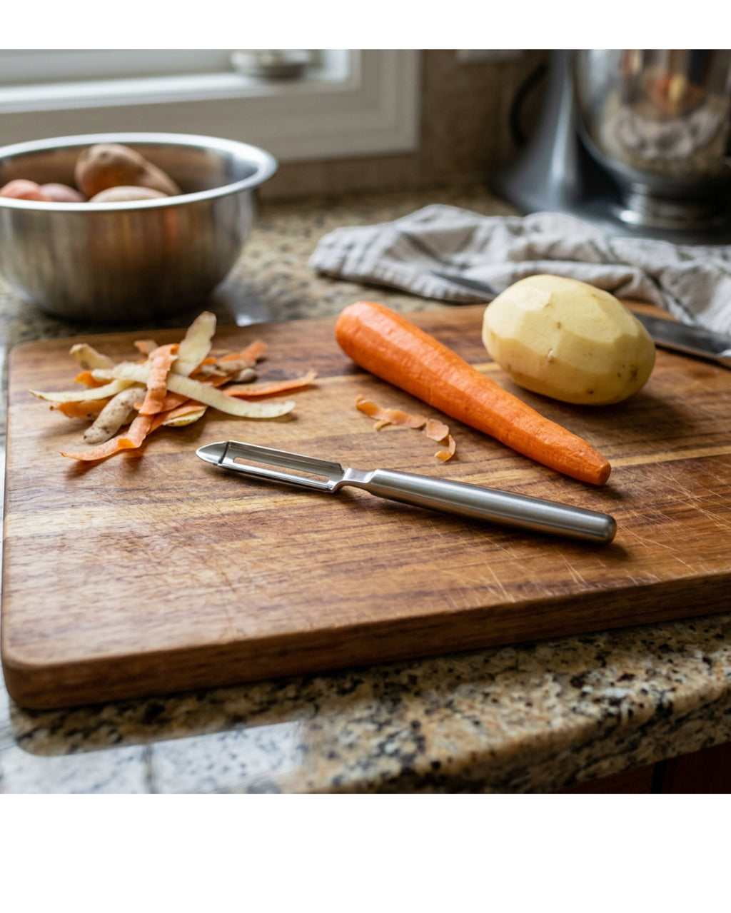 Stainless Steel Swivel Peeler with Straight Blade and Slim Handle