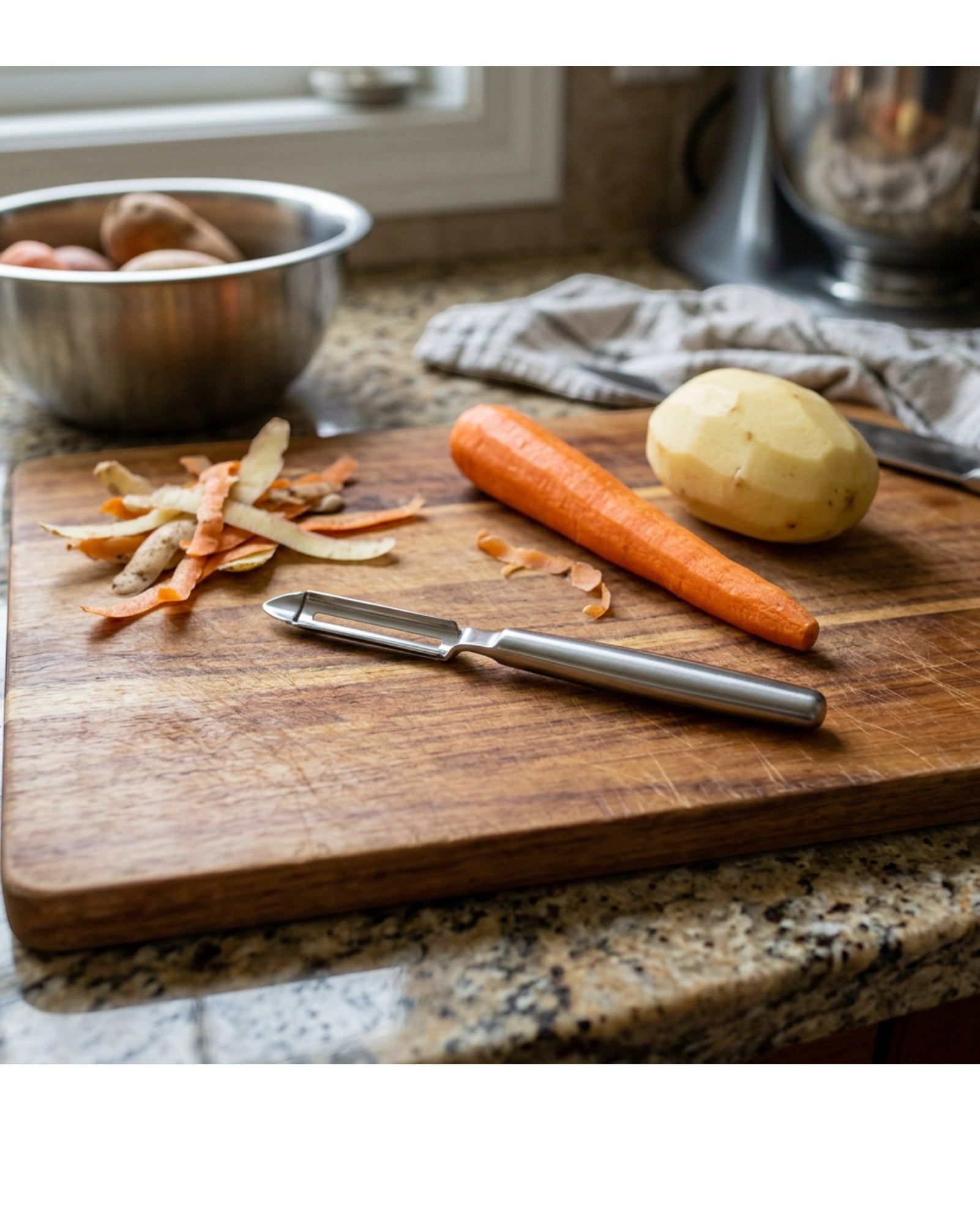 Stainless Steel Swivel Peeler with Straight Blade and Slim Handle