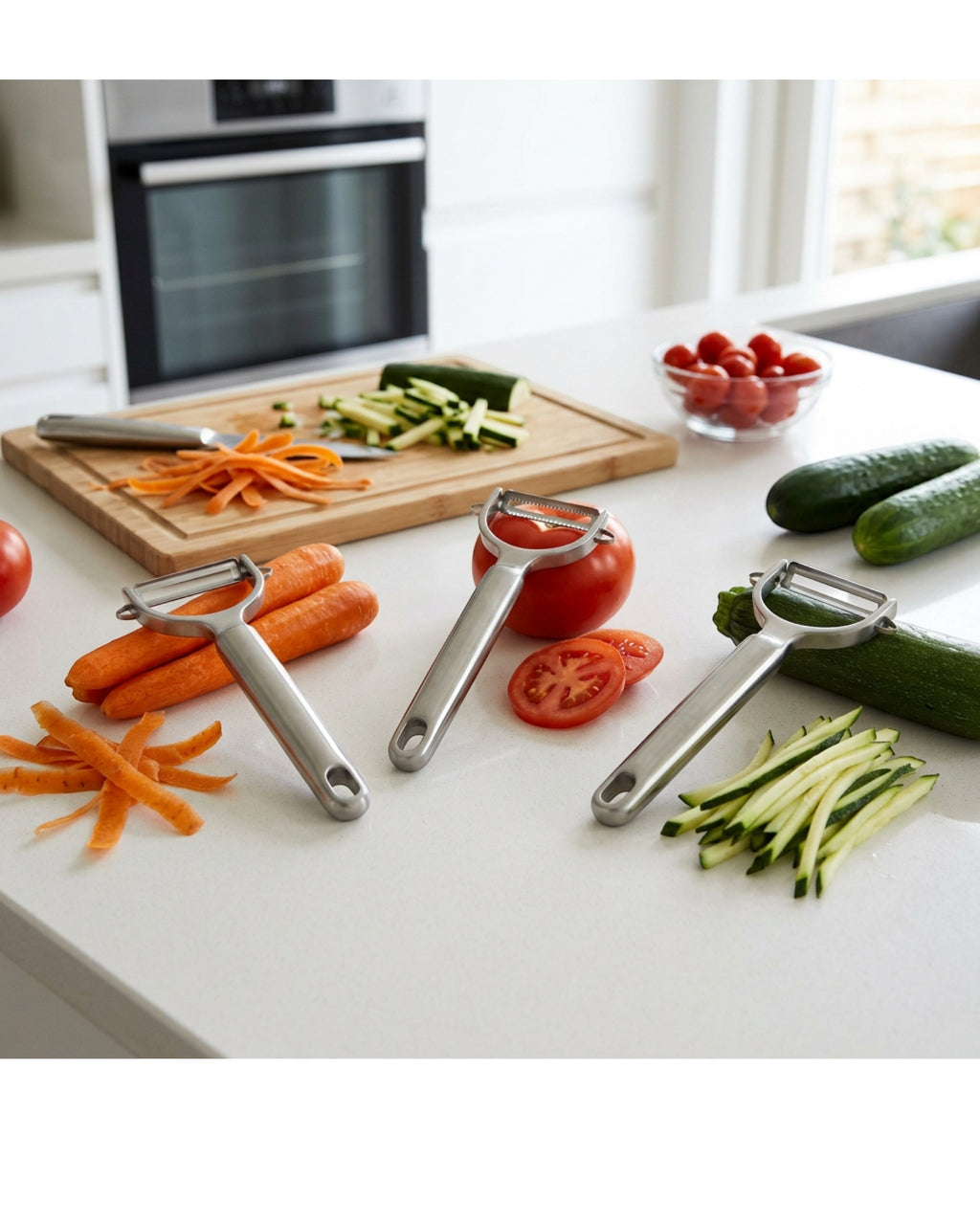 Stainless Steel Peeler Set with Straight Serrated and Julienne Blades